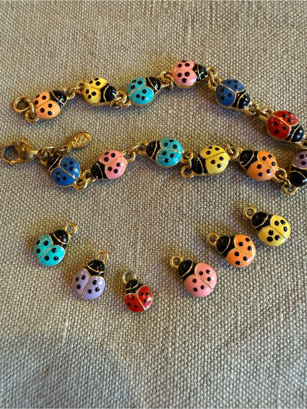 Joan Rivers Lady Bug Set Necklace & Bracelet with X Charms Multicolor Gold - Picture 9 of 10